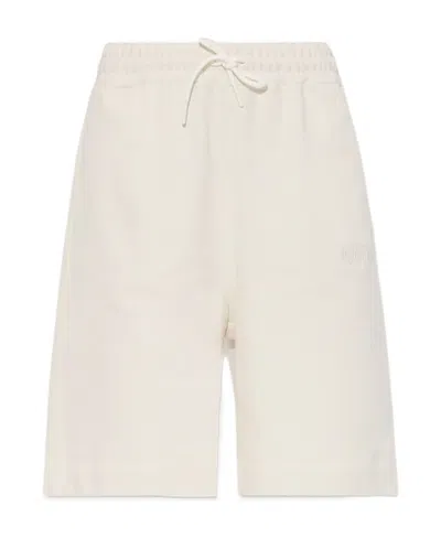 Ganni Embroidered Logo Track Shorts In White