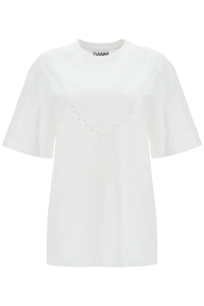GANNI WHITE COTTON T-SHIRT