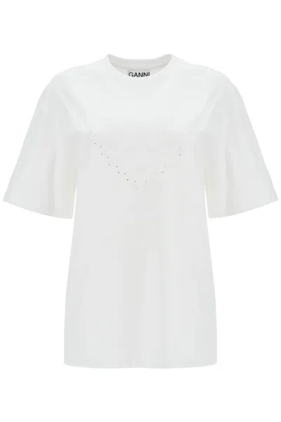 Ganni Embroidered Oversized T In White