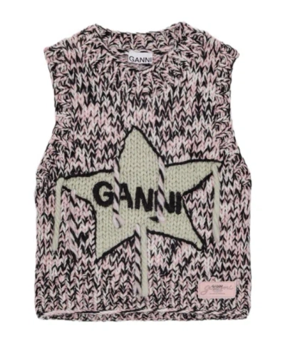 Ganni Wool Vest In Multicolour