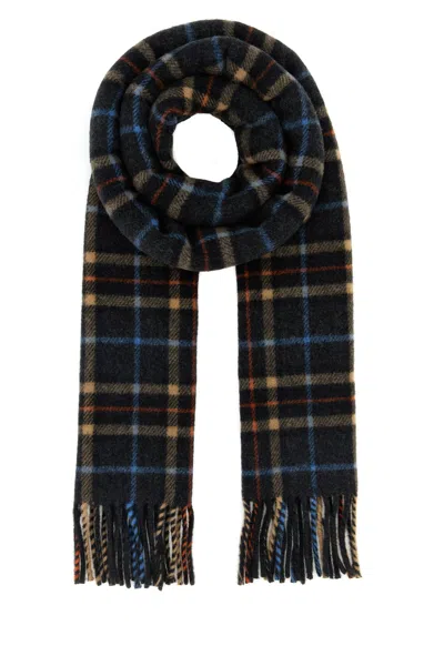 Ganni Embroidered Wool Scarf In Brown