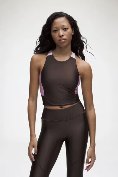 Ganni Espresso X Lululemonruffle-trim Cropped Tank In Brown