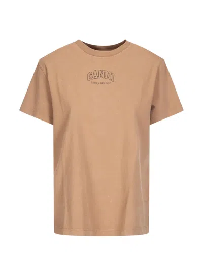 Ganni Future Essentials Washed Effect T-shirt In Neutral