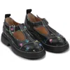 Ganni Floral-print Leather Mary Jane Pumps In Black
