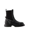 Ganni Topstitched Leather Chelsea Boots In Black