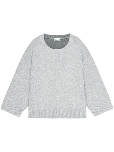 Ganni Extra-long Sleeves Sweater In Grey