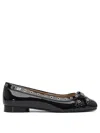Ganni Eyelet Bow Ballet Flats In Black