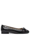 Ganni Eyelet Bow Ballet Flats In Black