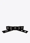 Ganni Eyelet Bow Barrette Hair Clip In Black