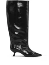 Ganni Black Eyelets Slouchy High Shaft Tall Boots In Black