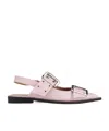 Ganni Buckled-strap Slingback Ballerina Shoes In Pink