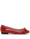 Ganni Eyelet Detailing Ballerina Shoes In Red