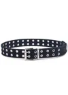 Ganni Eyelet-embellished Denim Belt In Navy