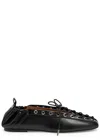 Ganni Black Lace-up Ballerinas With Metal Eyelets And Elasticized Ankle In Eco-leather Woman In Black
