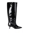 Ganni Black Eyelets Slouchy High Shaft Tall Boots In Black