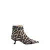 Ganni Eyelets Kitten Heel Boot Satin Print Ankle Boots Brown