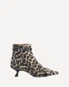 Ganni Eyelets Kitten Heel Boot Satin Print Ankle Boots Brown