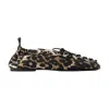 Ganni Brown Lace-up Ballerinas With Metal Eyelets And All-over Print In Fabric Woman