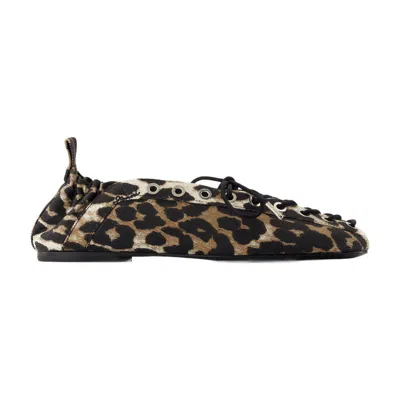 Ganni Eyelets Ballerina In Animal Print