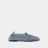 Ganni Crystal-embellished Denim Lace-up Ballerinas In Blue