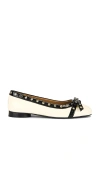 Ganni Eyelet Bow Ballet Flats Ballerinas White In Multi