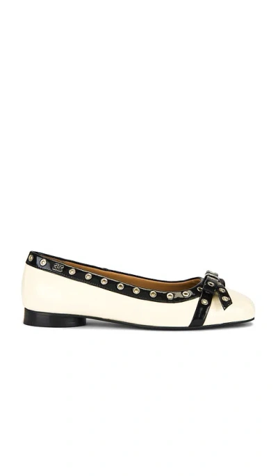 GANNI EYELETS BOW BALLERINA