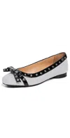 Ganni Glitter Eyelet Detailing Ballerina Shoes In Silver