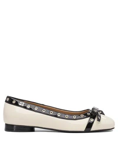 Ganni Ballerine Con Fiocco E Occhielli Ballerinas In White