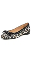 Ganni Multicolor Ballet Flats With Eyelets And All-over Leopard Print In Satin Woman In Leopard Print