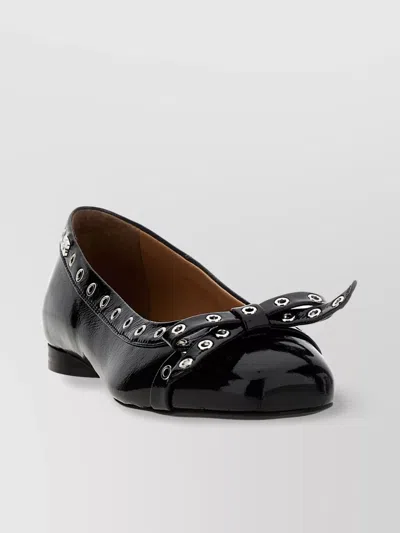 GANNI "EYELETS BOW" BALLET FLATS