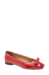 Ganni Eyelet Detailing Ballerina Shoes In Racing Red