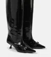 Ganni Black Eyelets Slouchy High Shaft Tall Boots In Black