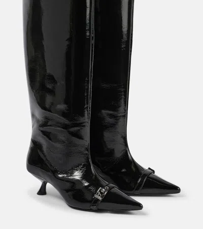 GANNI EYELETS FAUX LEATHER KNEE-HIGH BOOTS