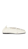 Ganni Lace-up Embellished Recycled Leather Ballet Flats In Neutral