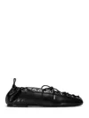 Ganni Lace-up Ballerina In Black