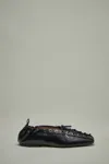 Ganni Black Lace-up Ballerinas With Metal Eyelets And Elasticized Ankle In Eco-leather Woman In Black