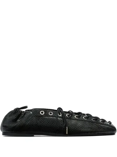 Ganni Lace Up Ballerina | In Black