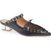Ganni Womens Black Eyelets Lace-up Faux-leather Mules Eur 39 / 6 Uk In Black