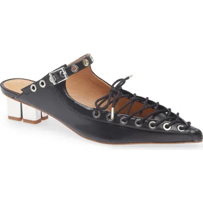GANNI GANNI EYELETS LACE-UP MULE