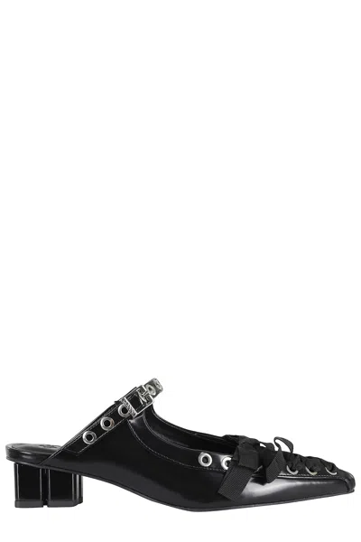 Ganni Eyelets Lace Up Mule Box Oleatex