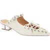 Ganni Eyelets Lace-up Mule In Egret