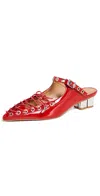 Ganni Red Lace-up Mules In Racing Red