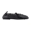 Ganni Eyelets Lace Up Snake Ballerinas In Black