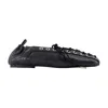 Ganni Lace-up Snakeskin-effect Ballet Flats In Black