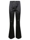 Ganni Satin Flared Pants In Nero