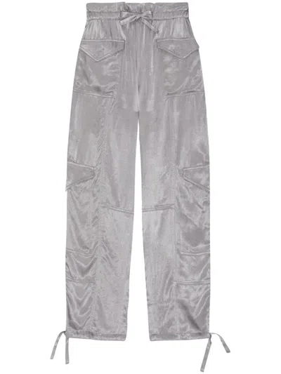 Ganni High-waist Tapered-leg Trousers In Frost Gray