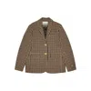 Ganni Check Wool Mix Oversized Blazer Jackets Brown In Brown