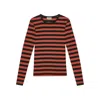 Ganni Fitted Long-sleeved T-shirt With Bold Striped Pattern In Red