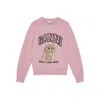 Ganni Wool Sweater With Poodle In Pink