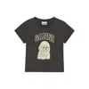 Ganni Women Black T-shirt With Round Neck And Maxi Logo On The Front In Cotton Woman